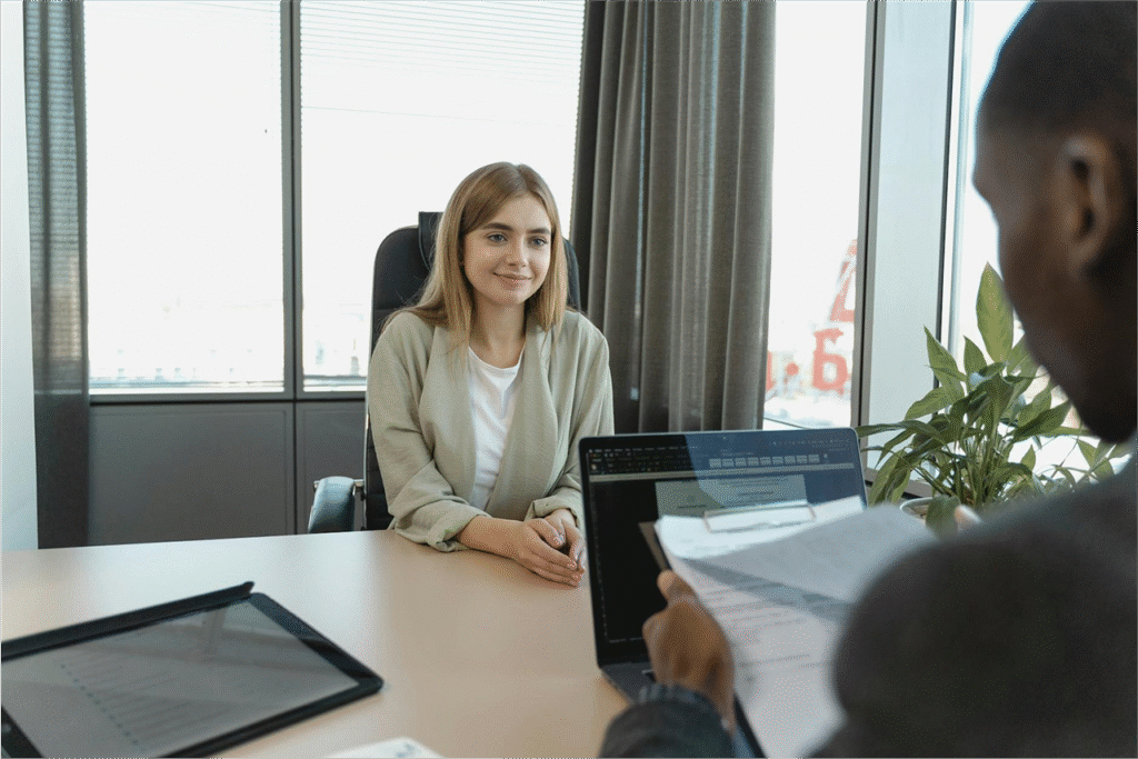 Two people are in recruitment process